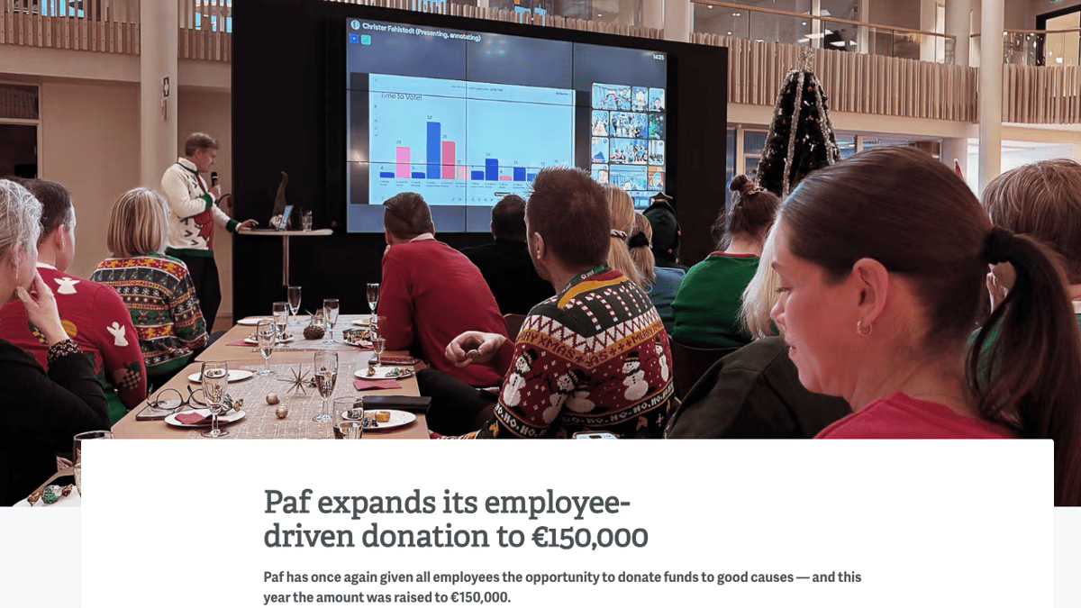 Paf lahjoittaa 150 000€