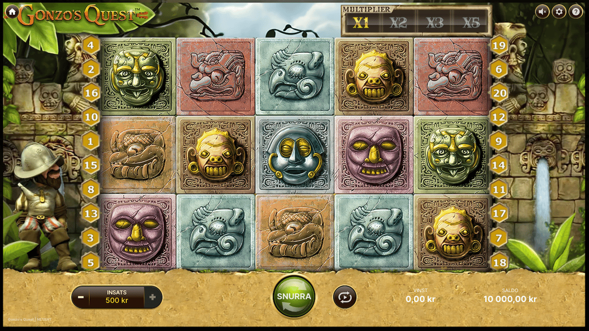 Kuva kolikkopelistä Gonzo’s Quest.