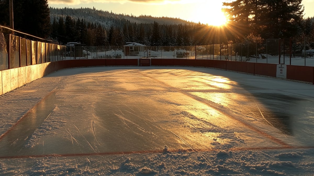 Kuva näyttää tyhjän jääkiekko-kentän.
