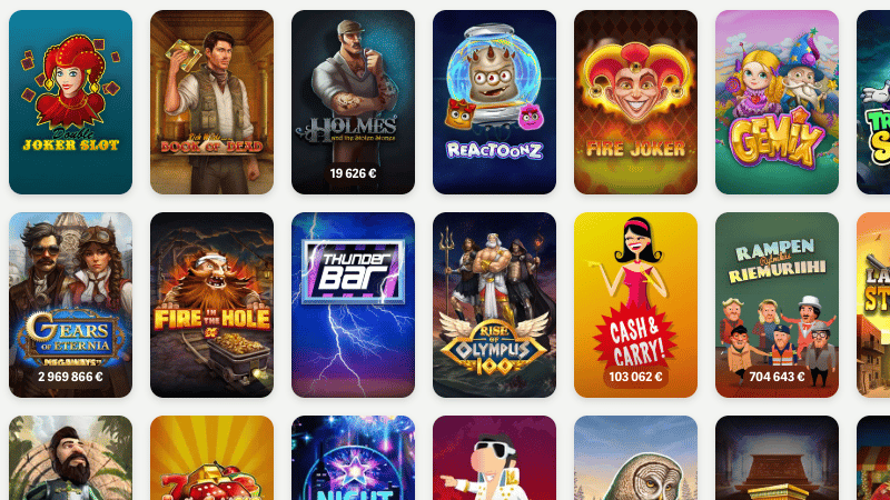 Kuva eri slotti-peleistä netissä.
