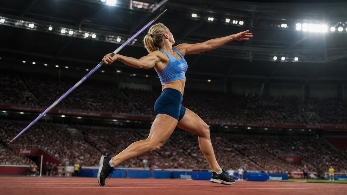 Keihäänheittäjä olympialaisissa.