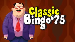 Classic Bingo ’75 -peli, hahmo ja pelin nimi värikkäällä taustalla